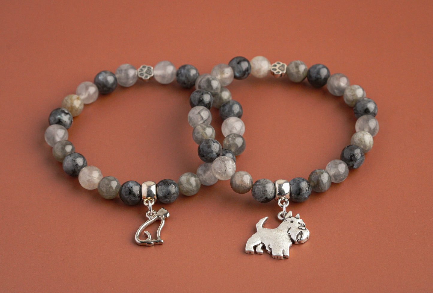 Labradorite, Larvikite, Cloudy Quartz - Custom Gemstone Bracelet