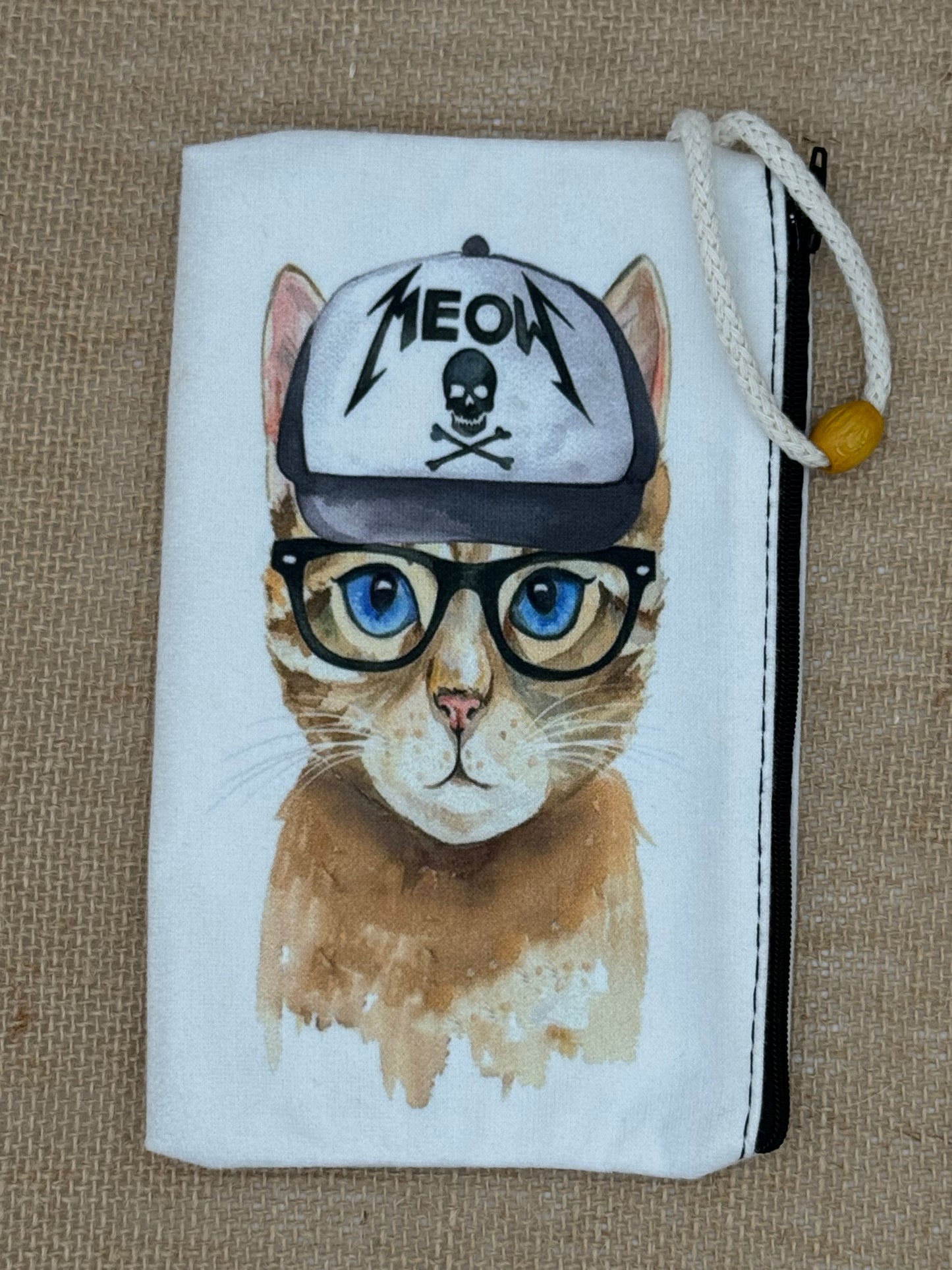 Cat in Cap & Glasses | Accessory Bag