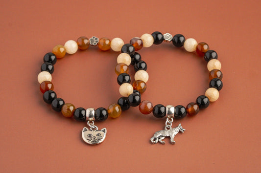 Black Onyx, Brown Agate, Sand Jade- Custom Gemstone Bracelet