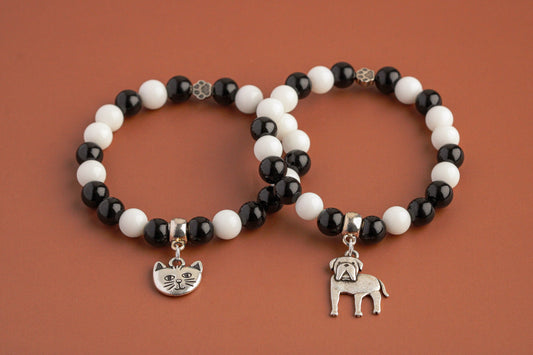 Black Onyx, White Onyx - Custom Gemstone Bracelet