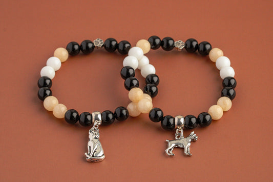 Black Onyx, White Onyx, Sand Jade - Custom Gemstone Bracelet