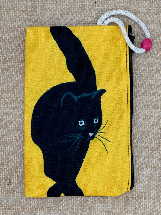 Black Cat with Yellow Background | Accessory Bag