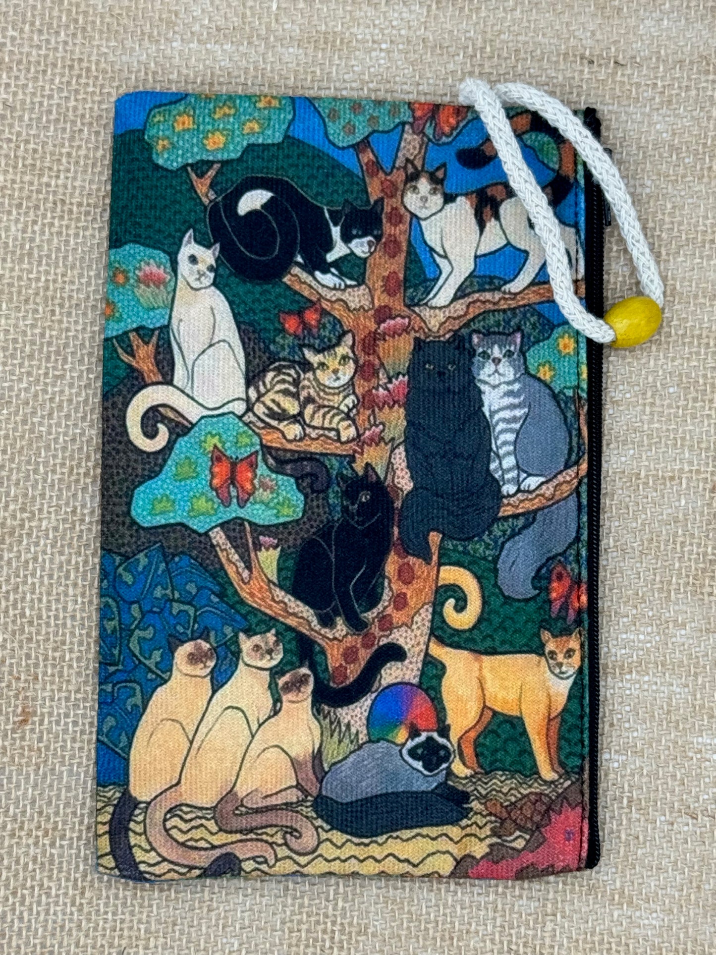 Cats in Tree with Blue Background | Accessory Bag